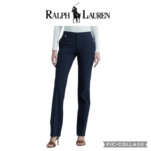 Lauren Ralph Lauren navy blue ankle trouser pants straight leg plus size 14 NWT - Picture 1 of 10